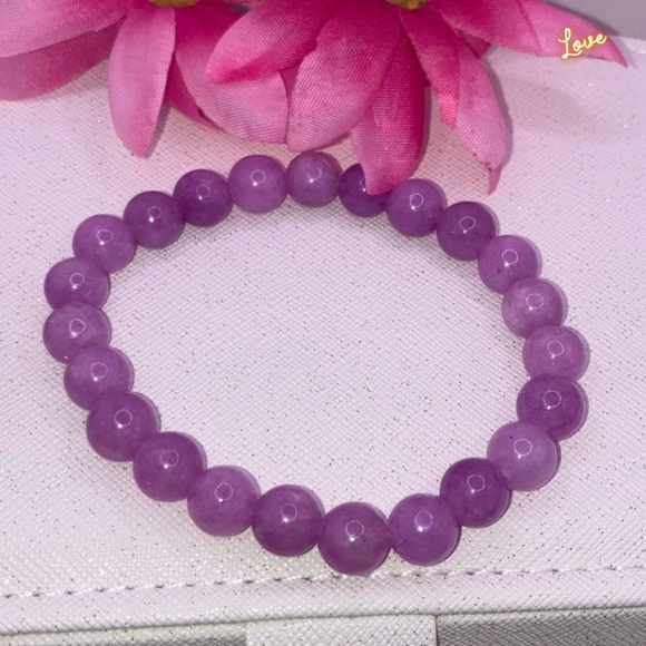 2pk Genuine Purple Kunzite Crystal Round Beaded Bracelet - Picture 3 of 10